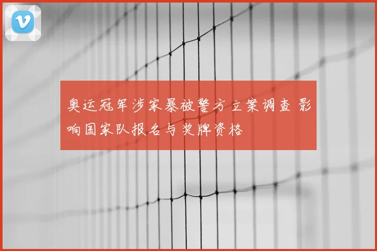 奥运冠军涉家暴被警方立案调查 影响国家队报名与奖牌资格